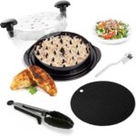 PrimeEase Chicken Shredder Tool Twist Large – 10” Meat Shredder Tool with Non-Slip Mat, Cleaning Brush & Tong – Meat Shredder for Chicken – Ergonomic Handle, Dishwasher Safe & BPA Free (Black)