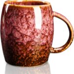 Sneosnai# Ceramic Coffee Mug-Tea Mugs, 16 oz Handle Handmade Pottery Tea Cup For Office And Home, Hot Cold Drinking, Stylish Tfancy Glaze(Red)