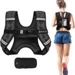 BAGAIL Weighted Vest, 5lbs/8lbs/10lbs/12lbs/15lbs/20lbs/25lbs/30lbs Weight Vest with Detachable Phone Pouch, Rucking Vest for Women, Men, Walking, Weight Loss, Training, Running