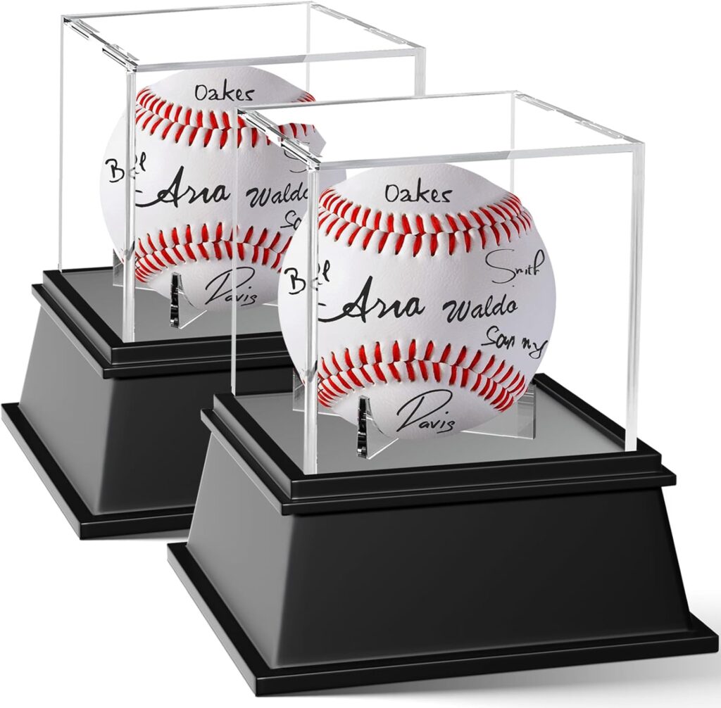 2 Packs Baseball Display Case, Leffis Baseball Holder Display Case, Acrylic UV Protected Baseball Case for Display, for Autographed Baseball (2P Baseball Case)