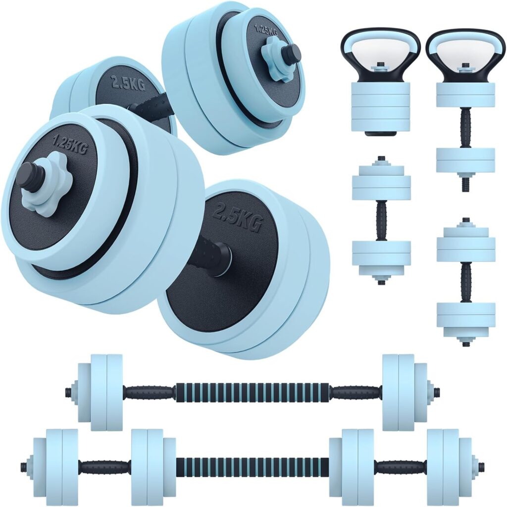 PASYOU Adjustable Dumbbells Sets, 4 in 1 Free Weight Set with Connector, Workout Weights Dumbbells Set Used as Barbell Kettlebell Push up Stand Ab Roller for Workout Gym Home Fitness