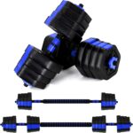 VIVITORY Dumbbell Set – Adjustable Weights, Free Weights with Connector, Non-Rolling, Hexagon, Cement Mixture – 44 to 66 Lbs