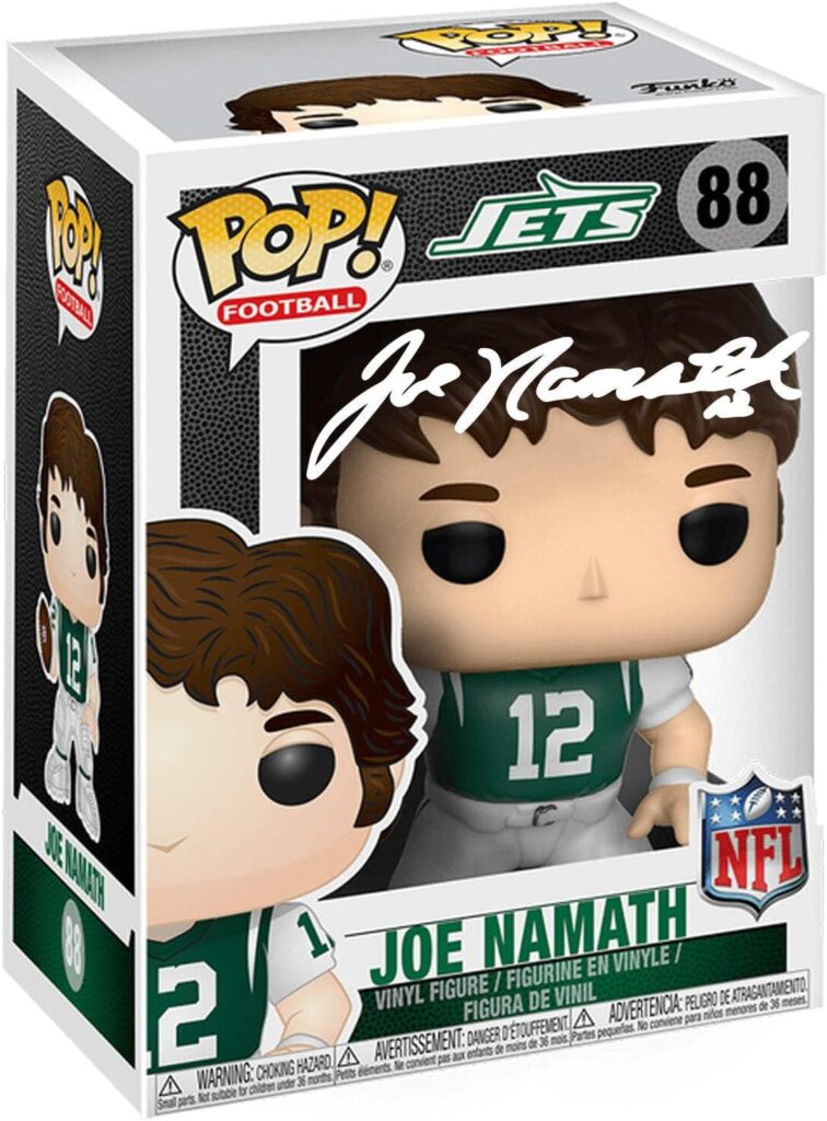 Joe Namath #88 Facsimile Signed Reprint Laser Autographed Funko POP! Football NFL: New York Jets Figurine with Protector Case