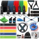 23Pcs Resistance Bands Set Workout Bands, 5 Stackable Exercise Bands with Handles, 5 Resistance Loop Bands, Jump Rope, Figure 8 Resistance Bands, Headband, Cooling Towel