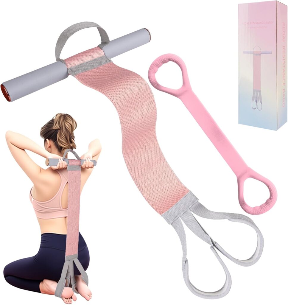 Fabric Resistance Band with Handles,Non-Slip Foot Pedal Puller for Strength Muscle Training,120lb Full-Body Fitness Band,Working Out Stretch Band Equipment for Leg Arm Chest Core Wrist Ankle