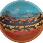 ALWAYS AZUL POTTERY Horse Reflection Salad Bowl in Indian Summer Glaze – Handmade Ceramic Pottery Bowl – Handcrafted Polished Stoneware – Unique & Stylish Glazed Bowl, Great for Soup, Salad, Cereal