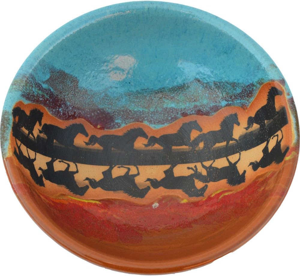 ALWAYS AZUL POTTERY Horse Reflection Salad Bowl in Indian Summer Glaze – Handmade Ceramic Pottery Bowl – Handcrafted Polished Stoneware – Unique & Stylish Glazed Bowl, Great for Soup, Salad, Cereal