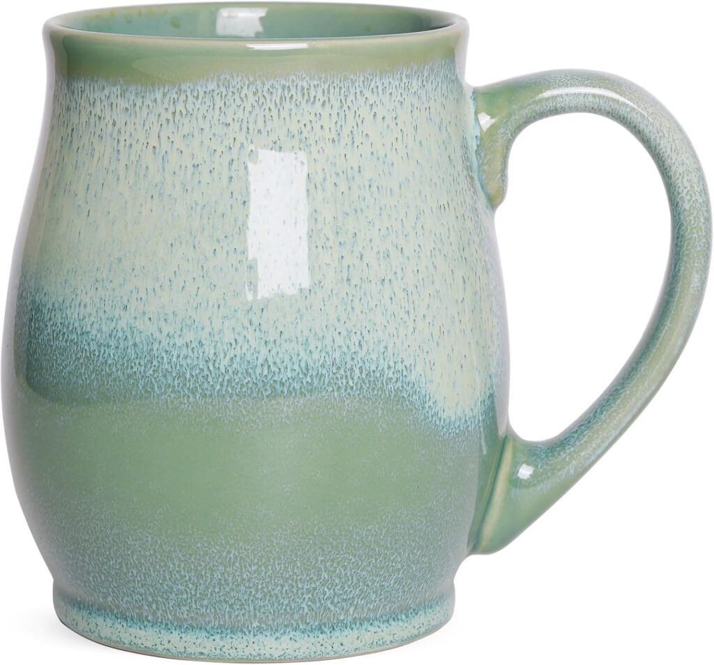 Bosmarlin Extra Large Ceramic Coffee Mug, 25 Oz, Dishwasher and Microwave Safe, Big Oversized Tea Cup for Office and Home, (Blue, 1) (Pale Green, 25 Oz)