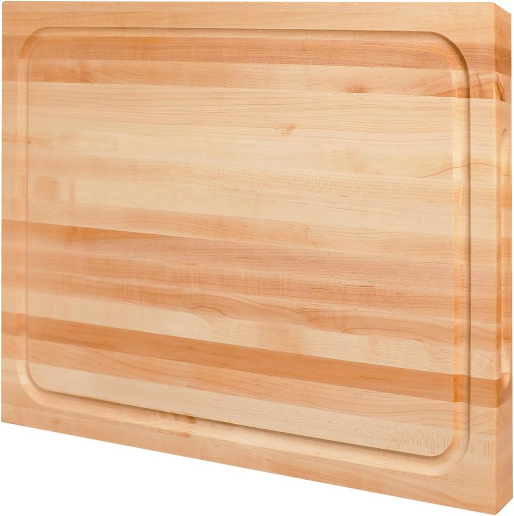 CONSDAN Hard Maple Wood Cutting Board for Kitchen, USA Grown Hardwood, 16 x 12, with Invisible Inner Handle, Prefinished with Food-Grade Oil, Suitable for Kitchen Edge Grain, 1″ Thick