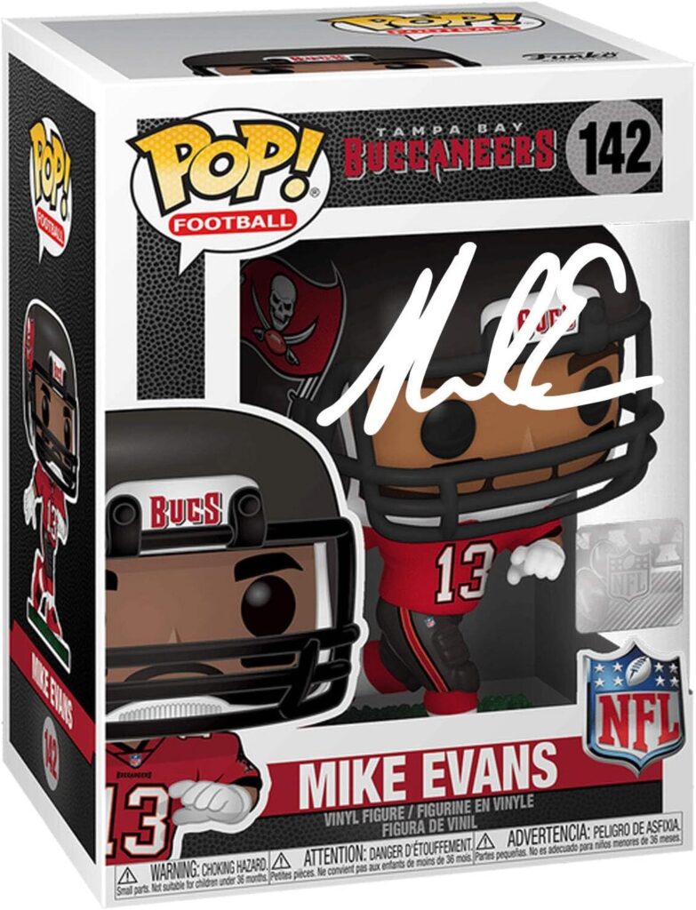 Mike Evans #142 Facsimile Signed Reprint Laser Autographed Funko POP! Football NFL: Tampa Bay Buccaneers Figurine with Protector Case