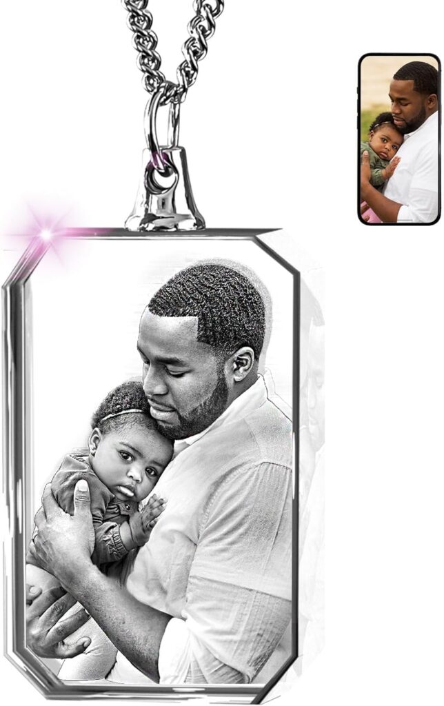 ArtPix 3D Crystal Photo, Personalized Necklace Gift, Customized Gifts for Mom, Women, Wife, Her, Grandma, Great Custom Gifts With Your Own Photo, Memorial Picture Necklace