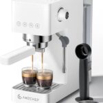 AMZCHEF Espresso Machine 20 Bar, Compact Espresso Maker with Steam Milk Frother, Coffee Maker with 50oz Removable Water Tank for Home, Coffee Machine for Cappuccino, Latte, Americano, 1350W
