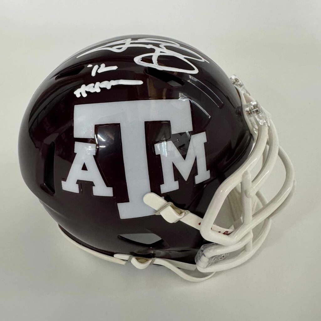 Autographed/Signed Johnny Manziel 12 Heisman Texas A&M Aggies College Football Mini Helmet Beckett BAS COA