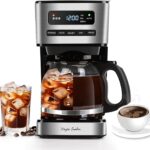 Taylor Swoden Programmable Coffee Makers 12 Cup, Hot and Iced Coffee Maker, 4 Brew Strength, LED Display, 24H Timer, Keep Warm&Auto Shutoff- Drip Coffee Machine for Home/Office, Black &Stainless Steel