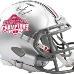 Emeka Egbuka Ohio State Buckeyes Autographed 2024 College Football Playoff National Champions Logo Riddell Speed Mini Helmet – Autographed College Mini Helmets