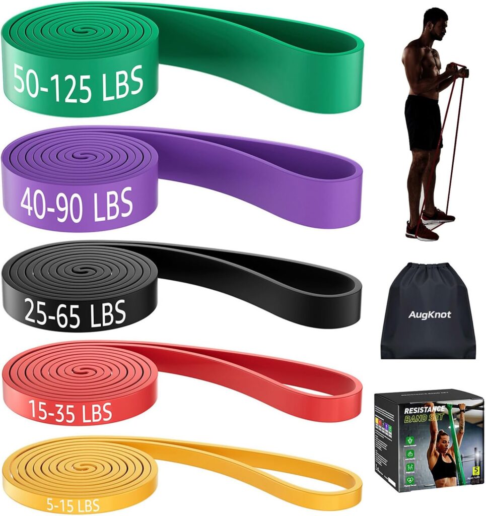 Resistance Bands for Working Out: 5-Levels Exercise Bands Set – Pull Up Assistance Elastic Silicone – Physical Therapy/Stretching/Training – Home Gym for Women and Men