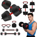 90 LB/75 LB/45 LB/25 LB Adjustable Dumbbells 4-in-1 Dumbbells Set Free Weight Set with Connector – Convert to Barbell, Kettlebell & Push-Up Stands | Interchangeable Weight Plates, Non-Slip Grips for Home Gym