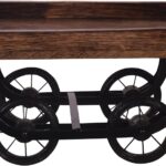 Natural Wooden Serving Bowl, Large Deep Tray for Family, Party (Tray with Wheels)