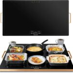 Electric Warming Tray 31.5″ × 17.7″, Glass-Top Full-Surface Food Warmer with Adjustable Temperature & Timer, Buffet Warming Tray for Parties, Sabbath, Holiday Parties, Daily Dining
