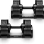 NÜOBELL® Adjustable Dumbbell Set, 5-50 LB or 5-80 LB, Easy Twist 2024-25 Model, All-In-One Weights Set (Pair) for Home, Original Manufacturer