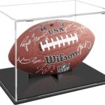 Football Display Case, Clear Acrylic Football Display Cases, Dust and UV Protection Acrylic Display Box with Removable Football Stand for Signed Football Sports Collectibles Memorabilia Display