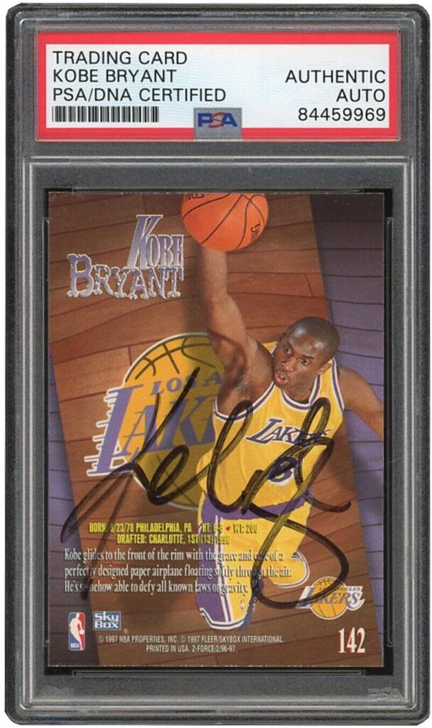 1996 Skybox Z Force Kobe Bryant Signed Autographed RC Rookie Card PSA DNA – Basketball Autographed Cards