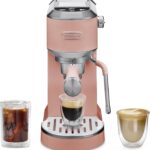 De’Longhi Dedica Duo Compact Espresso Machine – Cold Brew Coffee Maker with Milk Frother Wand- for Espresso, Hot & Iced Coffee, Cappuccinos, Lattes & Home Barista Brewing, Rosé Pink