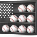 Retro Baseball Display Case Holds 12 Balls, 11″x16″ Baseball Storage Box with HD Acrylic Glass, Wall Mount Baseball Ball Holder Stand with Flag for Collectors and Autographed Balls
