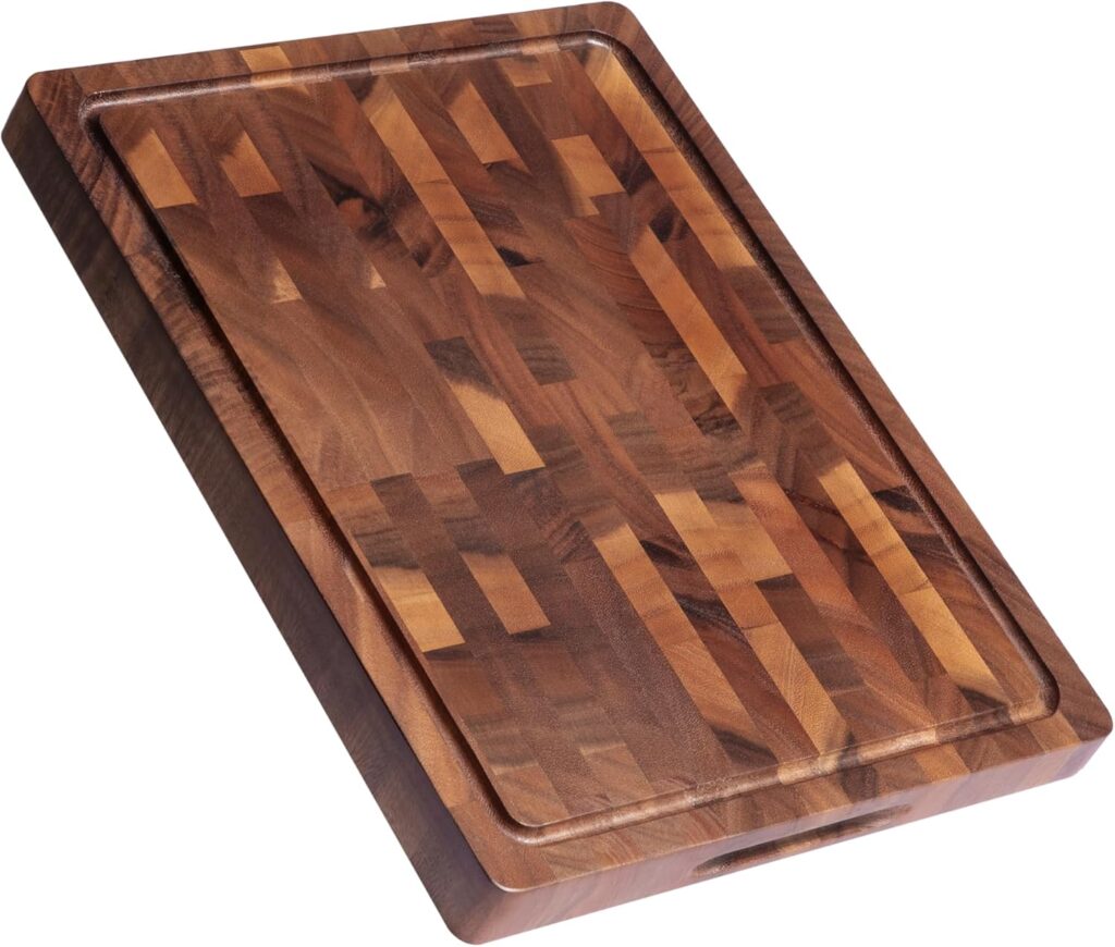 Walnut Wood Cutting Boards for Kitchen, Large Chopping Board Double Sided, End Grain Cutting Board with Handle, Charcuterie Butcher Block for Meal Prep & Serving with Gift Box, 17″×13″×1″