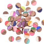 LiQunSweet 50 Pcs Handmade Mixed Random Color Vintage Natural Wood with Resin Cabochon Charm Bead Without Hole Round Shape for Necklace Earring Jewelry Findings DIY Accessories Design 10mm (0.39″)