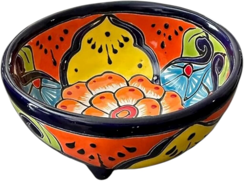 Talavera Salsa Bowls – Handmade Mexican Pottery Mocajete with 3 Peg Legs | 6” Wide, Hand-Painted, Vibrant Colors | Perfect for Salsa, Sides, and Table Decor