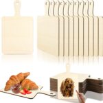 Vmiapxo 16 Pack Unfinished Wood Cutting Board Craft with Handle, Wooden Paddle Cheese Bread Board Set Chopping Board Serving Tray for Craft DIY Christmas Home Kitchen Cooking Decor (9.4″ x 5.5″)