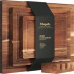 Acacia Wood Cutting Boards for Kitchen(Set of 3),Wooden Chopping Boards Set with Juice Groove,Serving Board with Holder,Butcher Block for Meat,Vegetables,Fruit