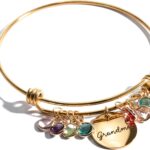 Custom Grandma Birthstone Bangle Bracelet, Personalized Children’s Birthstone Gift for Mom, Handmade Jewelry for Her, Birthday Gift for Women, Meaningful Present for Grandma – ABR-LC-MBS
