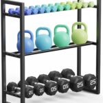 3 Tier Adjustable Dumbbell Rack – Heavy-Duty 330LB Capacity Weight Storage Stand for Dumbbells, Kettlebells – Space-Saving Home Gym Organizer (Rack Only)
