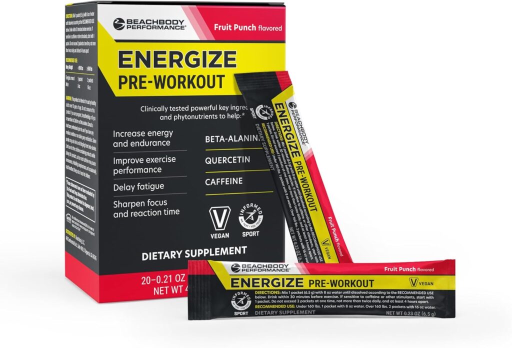 BODi Energize Pre Workout Powder – Beta-Alanine, Quercetin & Low-Dose Caffeine Formula for Enhanced Energy & Focus, Increase Energy & Endurance Supplement, Fruit Punch, 20 Sticks