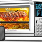 NUWAVE Bravo XL Air Fryer Convection Toaster Oven Countertop, 112-in-1 Smart Grill Combo with Original Flavors & Marks, Adjustable Heating Zones for Pizza, Roast, Bake, 50-500°F, Stainless Steel, 30QT