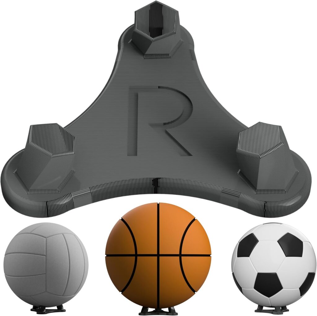 Big Ball Display Stand – Grey – Premium Holder for Basketballs, Soccer Balls & Volleyballs – Made in USA – Showcase Autographed, Signed & Collectible Sports Balls – Trophy & Display Cases