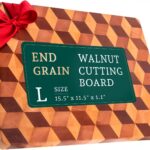 End Grain Wooden Cutting Board for Kitchen 15.5″x 11.5″ – Walnut Hardwood Chopping Block with Non Slip Grips – Ideal for Charcuterie & Meat Butcher – Handmade 3D Design Wood (1.1” Thick, Large)
