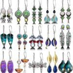 12 Pairs Teardrop Druse Crystal Drop Dangle Earrings for Women Cubic Zirconia Huggie Hoop Earring Jewelry Set Christmas Gifts