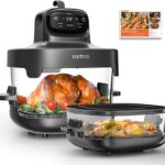 Kismile 5-in-1 Portable Glass Air Fryer, 2.6QT & 4.7QT Dual Glass Containers with Lids, 85% Less Oil, Compact Smart Air Fryer Oven for Deep Roast, Crisp, Keep Warm – Freezer & Dishwasher Safe