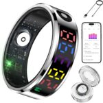 Smart Ring for Women Men with Color Screen,Fitness Tracker with Time Display/Heart Rate/Blood Oxygen Monitor/Sleep Tracker, IP68 Waterproof Health Rings for iPhone or Android (#12)