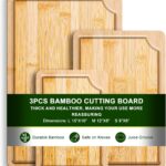 Bamboo Cutting Board-3 piece set, Kitchen Bamboo Cutting Board with juice slot and built-in handle, Used for cooking, Meat, Vegetables and cooked food