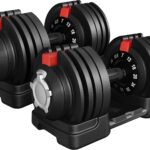 Yaheetech Adjustable Dumbbell Set 28/40/52.5/90LBS Adjustable Dumbbells Fast Adjust Dumbbell Weight Set with Anti-Slip Handle and Tray for Men/Women Home Gym Strength Training Equipment Single/Pair