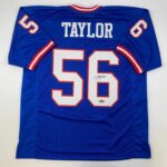 Facsimile Autographed Lawrence Taylor New York Blue Reprint Laser Auto Football Jersey Size Men’s XL