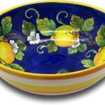 Large Ceramic Bowl for kitchen – Italian dinnerware pasta bowl – Yellow White Blue Lemon serving tray – Hand painted Tuscan pottery bowls – Made in Italy plates – Ceramics salad tuscan soul platter