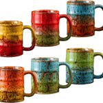 Handcrafted Kiln-Glazed Ceramic Espresso Cups, Set of 6, 5 oz Each