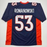 Autographed/Signed Bill Romanowski Denver Blue Football Jersey Beckett BAS COA