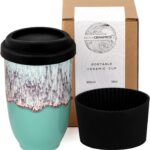 NOVA CERAMICS Travel Mug – Travel Coffee Mug – Reusable Coffee Cup Unique To Go Mug – Microwave & Dishwasher Safe Coffee Tumbler – Gifts For Women Men Him Her – 12oz – Nebula