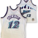 John Stockton Autographed Utah M&N White Swingman Signed Basketball Jersey Beckett COA XL